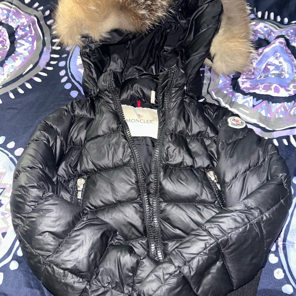 Moncler Black Jacket with Fur Trim